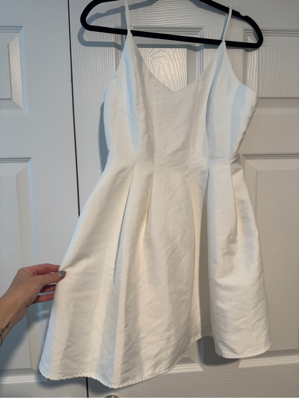 Women’s White Spaghetti Strap Fit & Flare Dress